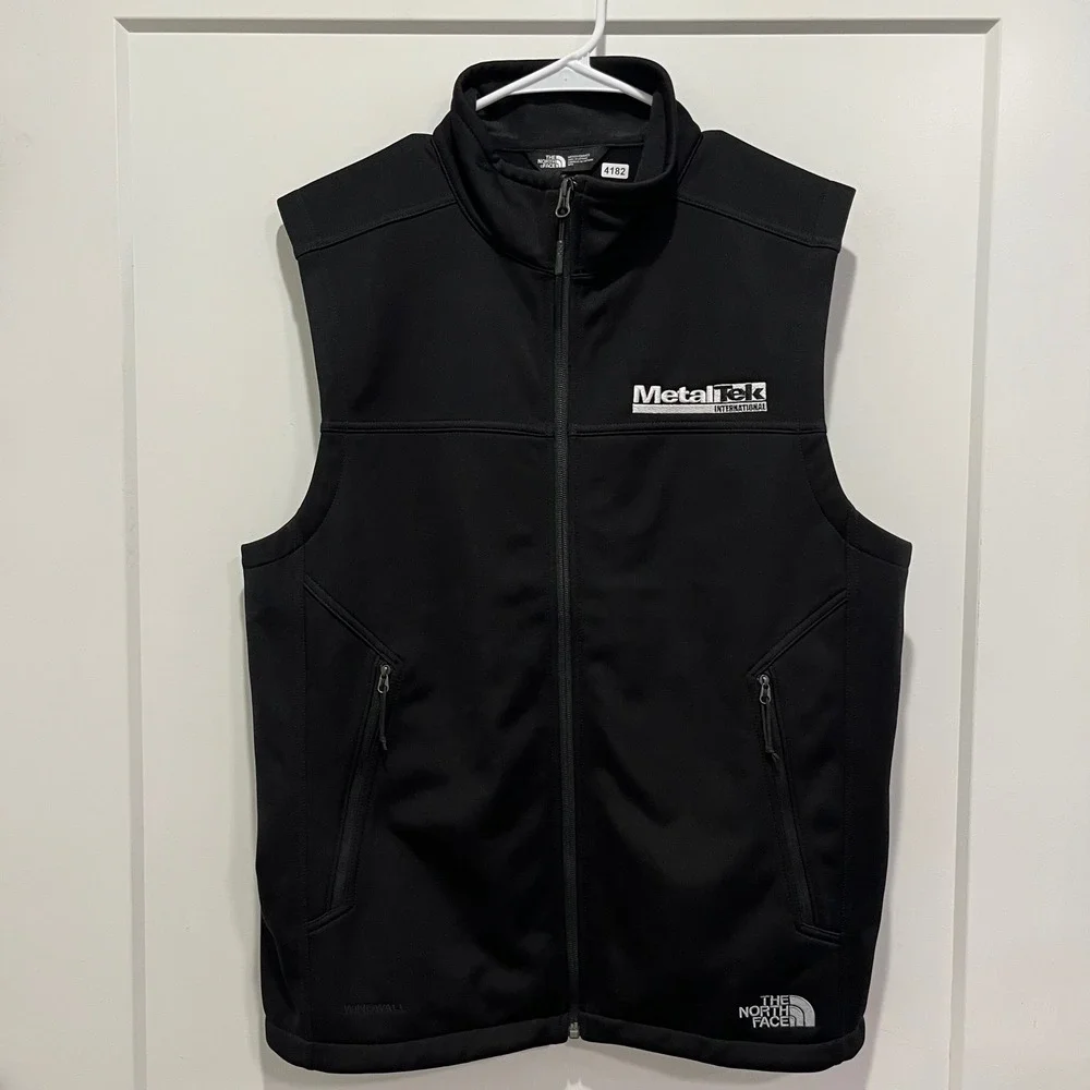 The North Face Mens WindWall Softshell Vest Black MetalTek Logo Medium M